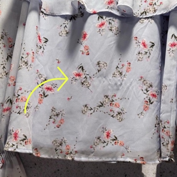 Maeve Anthropologie Ariel Open Shoulder Floral Ruffle Blouse in Sky Blue Small - Picture 11 of 16